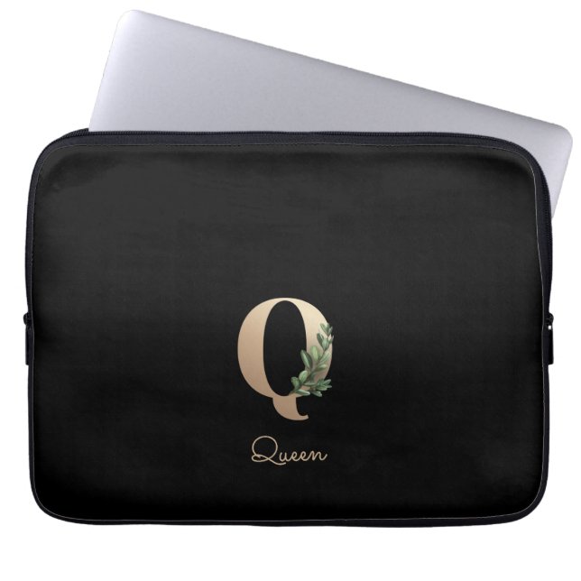 Housse Pour Ordinateur Portable LETTRE MONOGRAPHIQUE BOtanique Élégante Q Sleeve o (Devant)