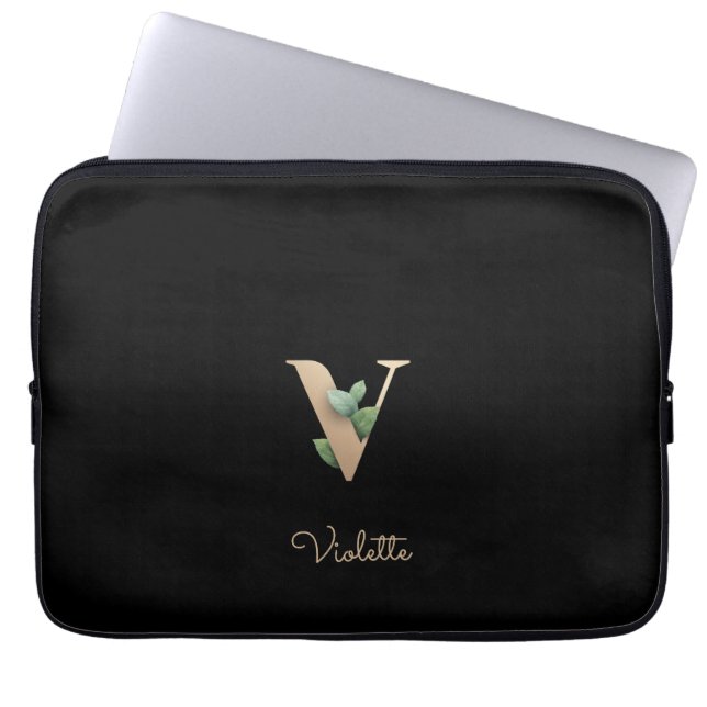 Housse Pour Ordinateur Portable LETTRE MONOGRAPHIQUE BOtanique Élégante V Sleeve o (Devant)