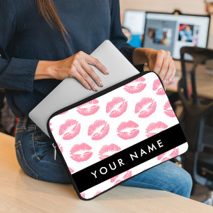 Housse Pour Ordinateur Portable Lèvres Roses, Baiser, Baguette à lèvres, Votre Nom