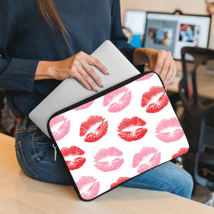 Housse Pour Ordinateur Portable Lèvres rouges et roses, Motif des lèvres, bâton à