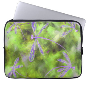 Housse Pour Ordinateur Portable libellules violettes sur la chaux