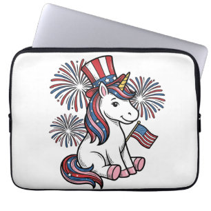 Housse Pour Ordinateur Portable Licorne Patriotique Feu d'Artifice Design de T-Shi