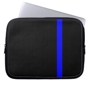 Housse Pour Ordinateur Portable Ligne Bleue Mince Symbolique Noir vertical