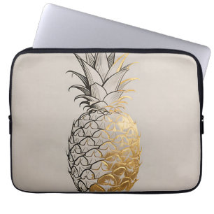 Housse Pour Ordinateur Portable Ligne de l'ananas doré