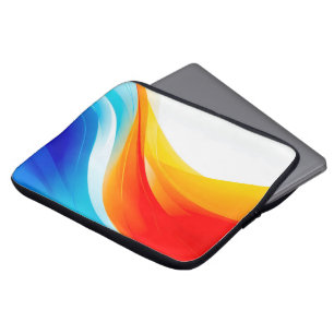Housse Pour Ordinateur Portable Lignes courbes abstraites rétro orange et bleu