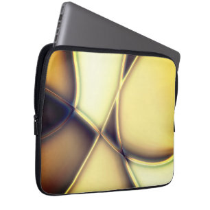 Housse Pour Ordinateur Portable Lignes dorées arrondies sur le beige brûlé