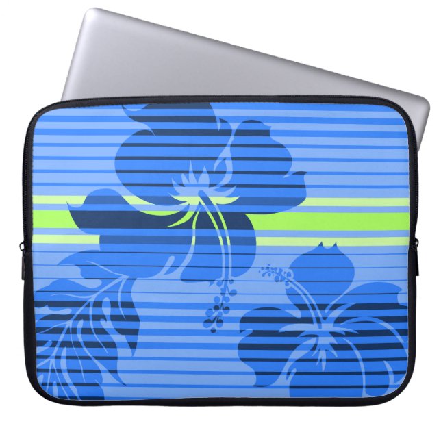 Housse Pour Ordinateur Portable Lihue Hibiscus Stripe Hawaïen Neoprène Wetsuit (Devant)