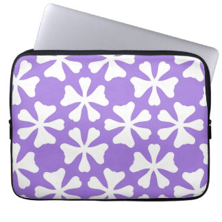 Housse Pour Ordinateur Portable Lilac Violet Élégant et Motif Géométrique Blanc