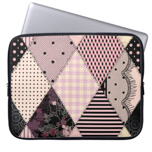 Housse Pour Ordinateur Portable Lingerie Textile : Motif Patchwork Vintage