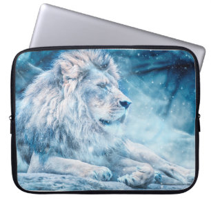 Housse Pour Ordinateur Portable Lion neige couché animal d'art
