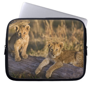 Housse Pour Ordinateur Portable Lionceaux sur rondin