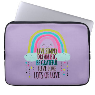 Housse Pour Ordinateur Portable Live Simply Dream Big Be Grateful Give Love