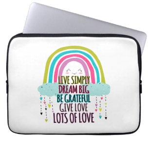 Housse Pour Ordinateur Portable Live Simply Dream Big Be Grateful Give Love