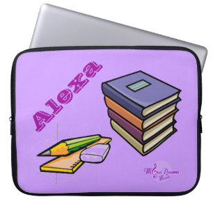 Housse Pour Ordinateur Portable Livres, crayon et règle - Manches personnalisables