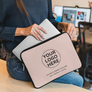Housse Pour Ordinateur Portable Logo professionnel et texte nettoyé rose pâle