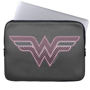 Housse Pour Ordinateur Portable Logo Wonder Woman rose and Black Checker Mesh