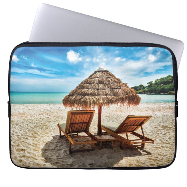Housse Pour Ordinateur Portable Lounge on beach throw pillow (Devant)