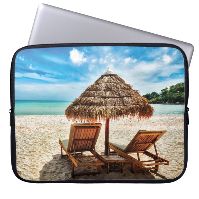 Housse Pour Ordinateur Portable Lounge on beach throw pillow (Devant)