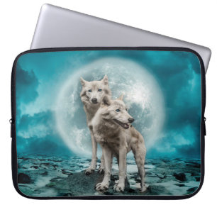 Housse Pour Ordinateur Portable Loups blancs