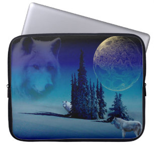 Housse Pour Ordinateur Portable Loups blancs
