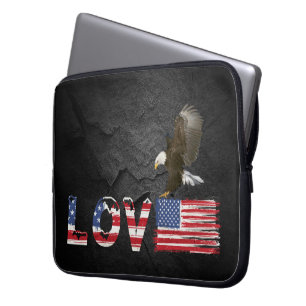 Housse Pour Ordinateur Portable Love American Flag and Eagle