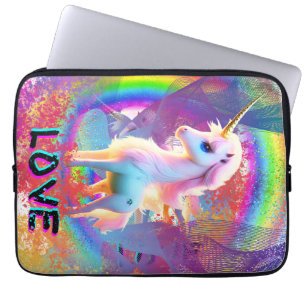 Housse Pour Ordinateur Portable Love Unicorn arc-en-ciel