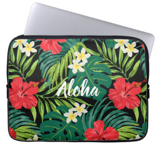 Housse Pour Ordinateur Portable Luna Hibiscus Garden Hawaiian - Rouge et Noir