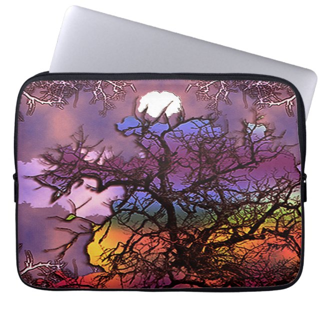 Housse Pour Ordinateur Portable Lune dans les arbres...... (Devant)