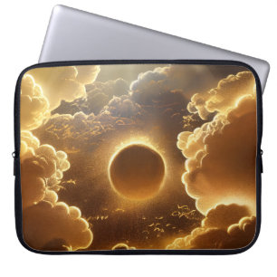 HOUSSE POUR ORDINATEUR PORTABLE LUNE D'OR AVEC NUAGES DE TEMPÊTE