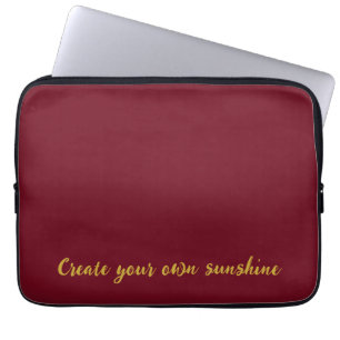 Housse Pour Ordinateur Portable Luxueux Monogramme Initial Or Rouge Bourgogne