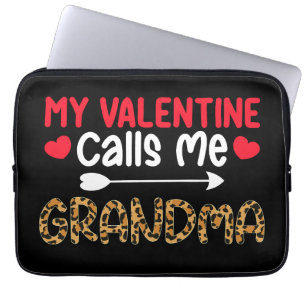 Housse Pour Ordinateur Portable Ma Saint-Valentin m'appelle grand-mère Léopard Buf