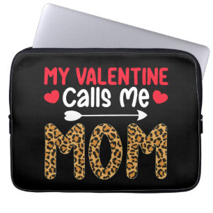 Housse Pour Ordinateur Portable Ma Saint-Valentin m'appelle maman léopard plaid bu
