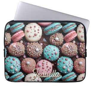 Housse Pour Ordinateur Portable Macaron bleu, rose et chocolat