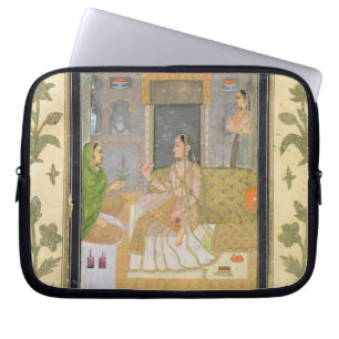 Housse Pour Ordinateur Portable Madame assise dans un pavillon avec des préposés,