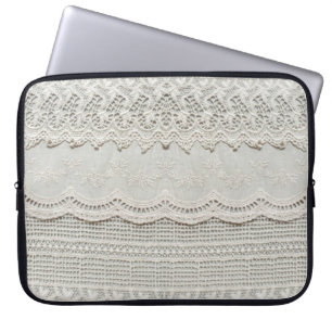 Housse Pour Ordinateur Portable Magnifique, subtile, textile laqué blanc gros pla