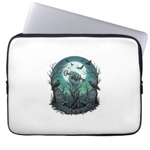 Housse Pour Ordinateur Portable Main de Zombie Mors Clé de Squelette Pierres Tomba