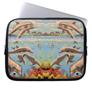 Housse Pour Ordinateur Portable Main Painted by Number Dolphins