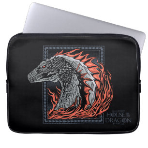 Housse Pour Ordinateur Portable MAISON DU DRAGON Profil de dragon en flammes
