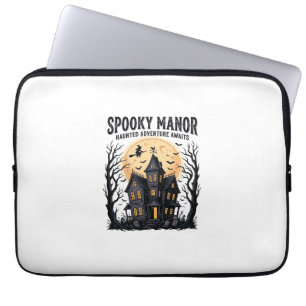 Housse Pour Ordinateur Portable Maison Hantée Halloween Gravure Vintage Art Spooky