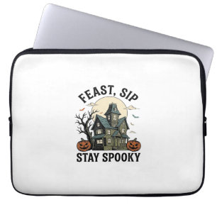 Housse Pour Ordinateur Portable Maison Hantée Halloween Gravure Vintage Épouvantab