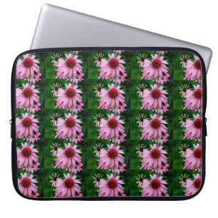 Housse Pour Ordinateur Portable manche à fleur d'échinacée rose