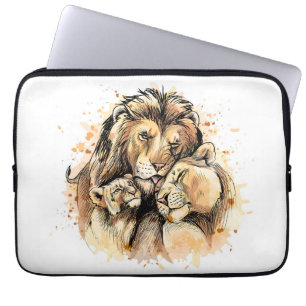 Housse Pour Ordinateur Portable Manche de la famille Lion