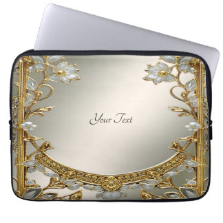 Housse Pour Ordinateur Portable Manche d'ordinateur portable blanc Orné Or