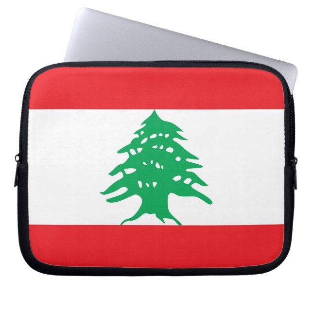 Housse Pour Ordinateur Portable Manche d'ordinateur portable du drapeau libanais (Devant)