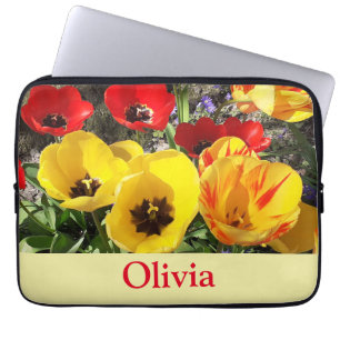 Housse Pour Ordinateur Portable Manche d'ordinateur portable Tulipes Jaunes et Rou