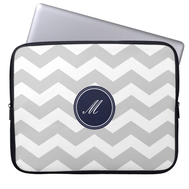 Housse Pour Ordinateur Portable Manche Motif Grey Chevron (Devant)
