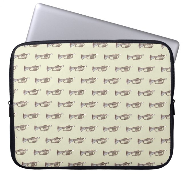 Housse Pour Ordinateur Portable Manche Motif pour trompette Beige Retro (Devant)