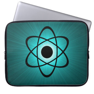 Housse Pour Ordinateur Portable Manche Nerdy atomique électronique, Turquoise