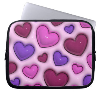Housse Pour Ordinateur Portable Manche Ordinateur Portable Avec Coeurs Lustrés 3D