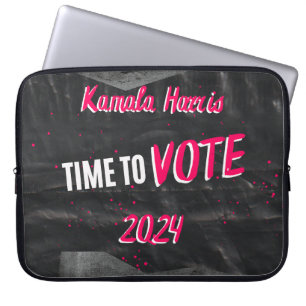 Housse Pour Ordinateur Portable Manche portable Kamala Harris. Noir et gris.